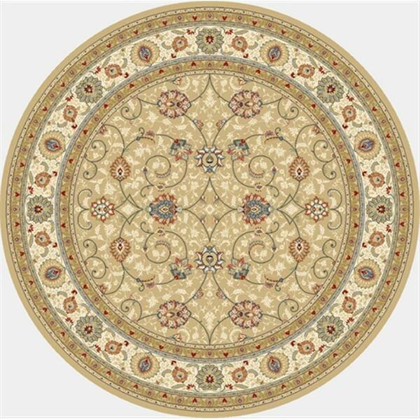 Dynamic Rugs Ancient Garden 5 ft. 3 in. Round 57120-2464 Rug - Light Gold/Ivory ANR5571202464